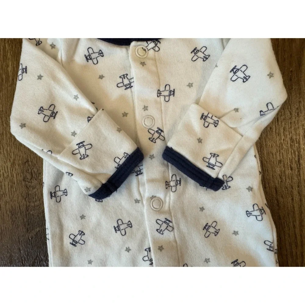 Carters Baby Boy Preemie Outfit One Piece Romper Footless L/S‎ Clothes Airplane